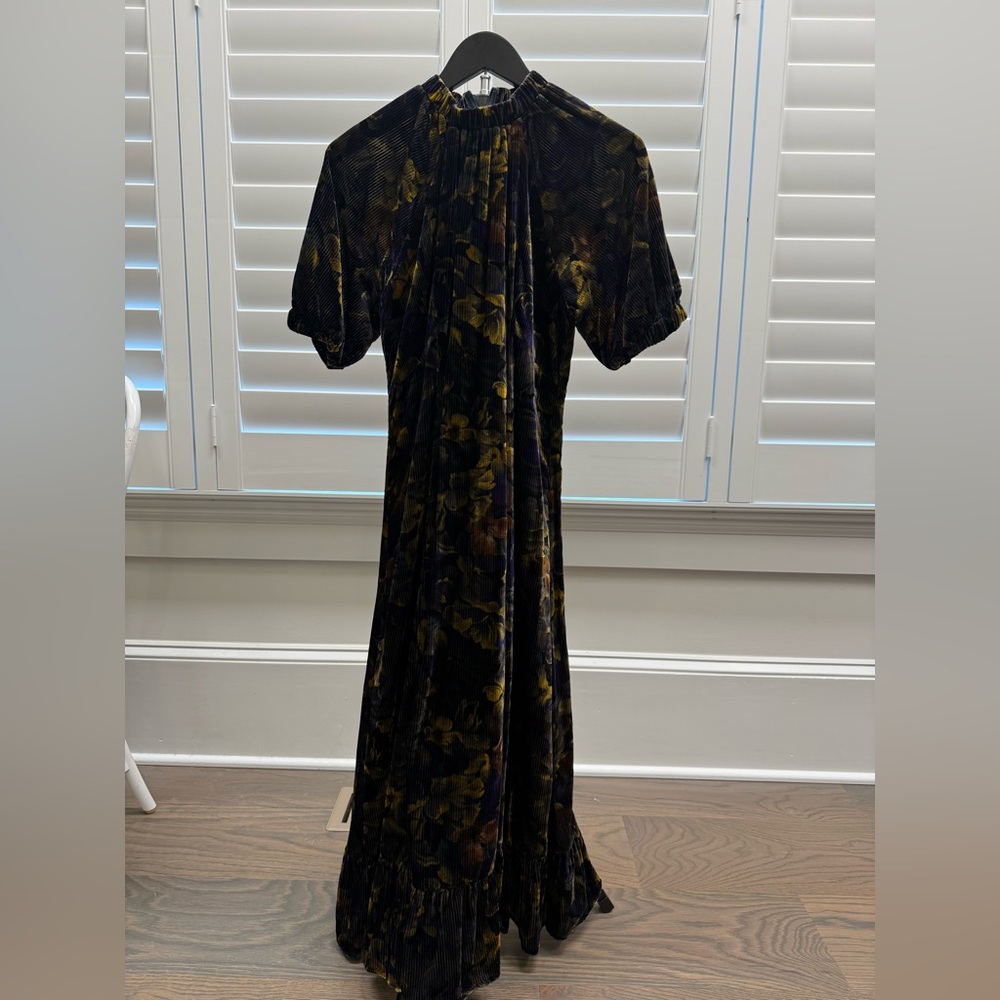 Sea New York Velvet Dress in deep Blue and Gold